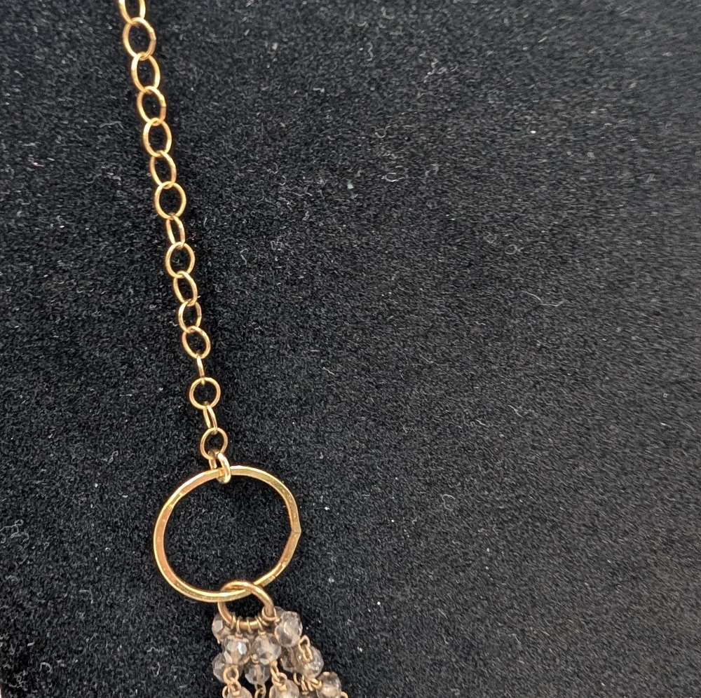 NASHELLE Beaded Necklace Tiered Gold with Gray Brown Beads - Picture 3 of 9